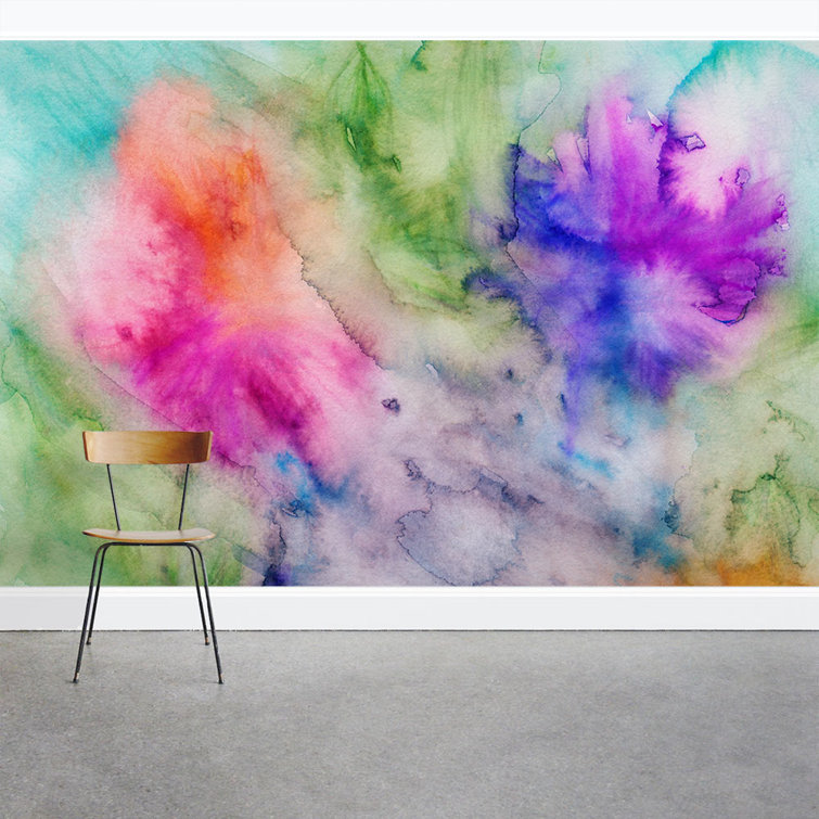 Wallums Wall Decor Abstract Watercolor 8' x 144" 3 Piece Wall Mural